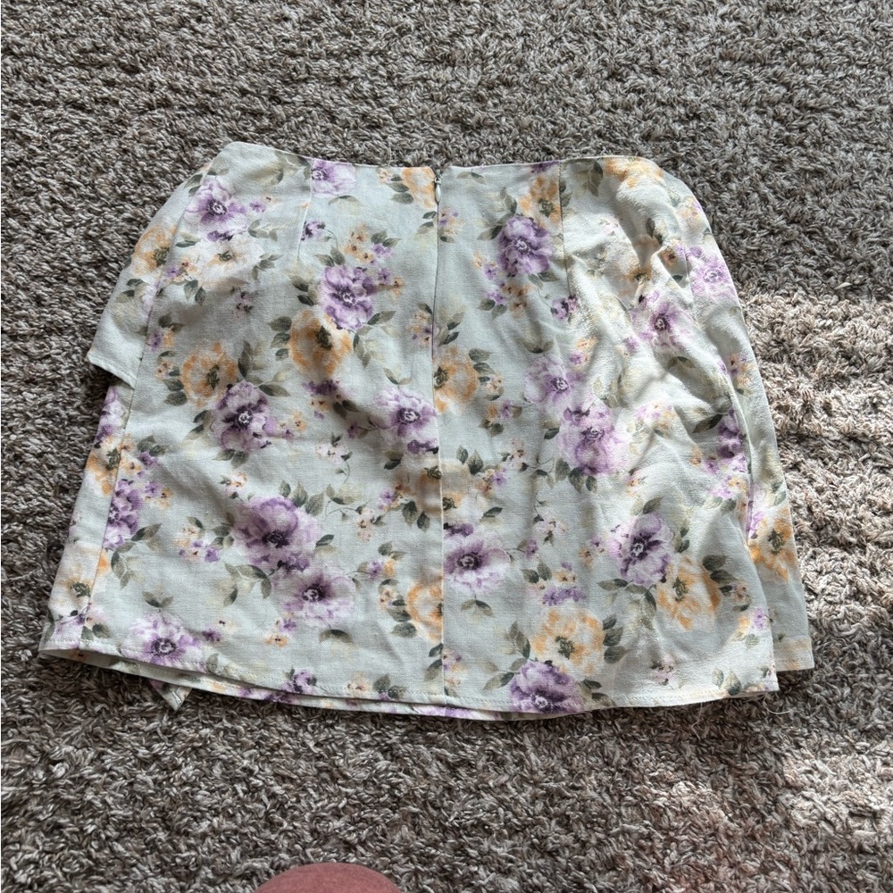 Miami Floral Mini Skirt - Purple and Green - Picture 4 of 5